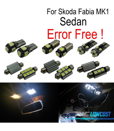 KIT 14 BOMBILLAS LED INTERIOR PARA SKODA FABIA 1 MK1 MKI BERLINA SEDAN 99-07