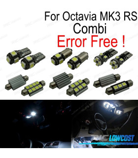 KIT 13 BOMBILLAS LED INTERIOR PARA SKODA OCTAVIA 3 MK III RS COMBI 5E5 13-