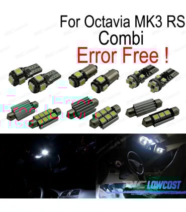 KIT 13 BOMBILLAS LED INTERIOR PARA SKODA OCTAVIA 3 MK III RS COMBI 5E5 13-