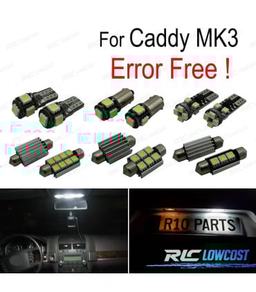 KIT 15 BOMBILLAS LED INTERIOR PARA VOLKSWAGEN VW CADDY MK3 MKIII 04-14