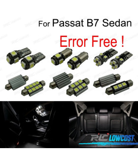 KIT 14 BOMBILLAS LED INTERIOR PARA VOLKSWAGEN VW PASSAT B7 SEDAN SÓLO 12-15