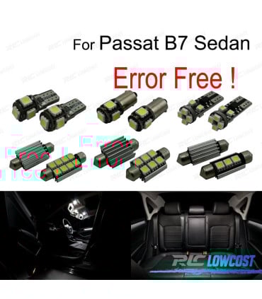 KIT 14 BOMBILLAS LED INTERIOR PARA VOLKSWAGEN VW PASSAT B7 SEDAN SÓLO 12-15