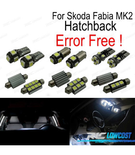 KIT 15 BOMBILLAS LED INTERIOR PARA SKODA FABIA 2 MK2 MK II HATCHBACK 08-14