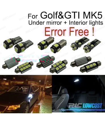 KIT 16 BOMBILLAS LED INTERIOR PARA VOLKSWAGEN VW GTI MKV GOLF 5 MK5 GOLF5 06-09