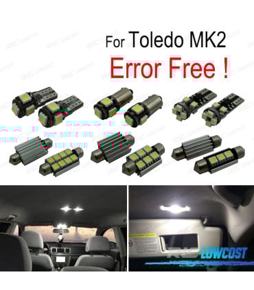 KIT 16 BOMBILLAS LED INTERIOR PARA SEAT TOLEDO MK2 1 M 1M2 99-04
