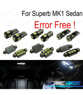 KIT 15 BOMBILLAS LED INTERIOR PARA SKODA SUPERB MK 1 SALOON MKI SEDAN 3U4 02-08