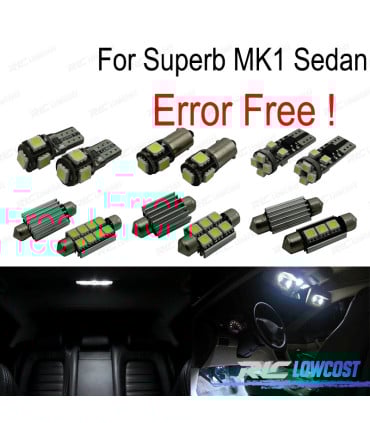 KIT 15 BOMBILLAS LED INTERIOR PARA SKODA SUPERB MK 1 SALOON MKI SEDAN 3U4 02-08