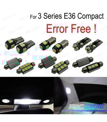 KIT 16 BOMBILLAS LED INTERIOR PARA BMW SERIE 3 E36 HATCHBACK COMPACTO 316G 316I 318TDS 318TI 323TI 94-00
