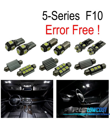 KIT 20 BOMBILLAS LED INTERIOR PARA BMW SERIE 5 F10 520I 528I 530I 535I 550I M5 11-16