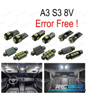 KIT 15 BOMBILLAS LED INTERIOR AUDI A3 S3 8 V SEDAN QUATTRO SPORTBACK LIMUSINA 14-