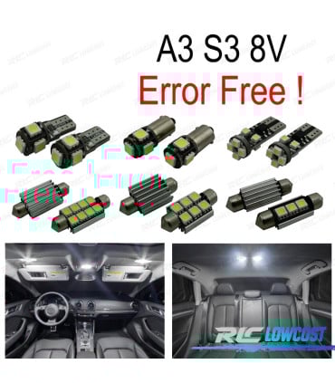 KIT 15 BOMBILLAS LED INTERIOR AUDI A3 S3 8 V SEDAN QUATTRO SPORTBACK LIMUSINA 14-