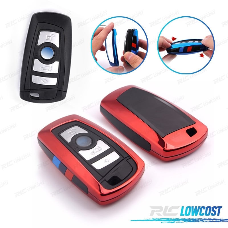 FUNDA CARCASA LLAVE PARA BMW CUADRADA EN ROJO