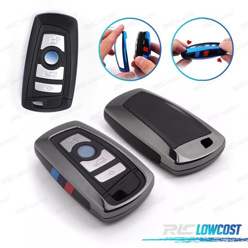  Funda de llavero de fibra de carbono, carcasa de metal para  llave de coche con llavero BMW, compatible con BMW M2 M3 M4 M5 M6 X3 X4 1 2  3 4