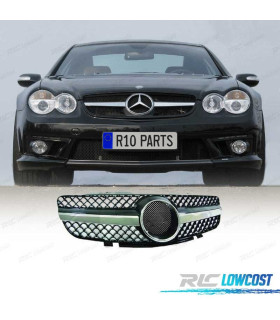 PARRILLA MERCEDES CLASE SL R230 01-08 LOOK SPORT AMG CROMADO NEGRO