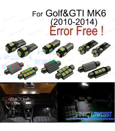 KIT 14 BOMBILLAS LED INTERIOR PARA VOLKSWAGEN VW GOLF 6 MK6 MK VI GTI 10-14