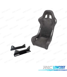 KIT ASIENTO BAQUET UNIVERSAL NEGRO ALCANTARA ESTILO EVO