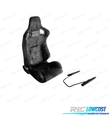 KIT ASIENTO DEPORTIVO SEMI BAQUET LOOK RS ALCÁNTARA NEGRA