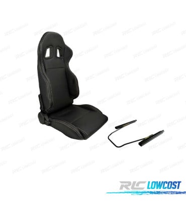 KIT ASIENTO BAQUET UNIVERSAL LOOK SPARCO CUERO NEGRO