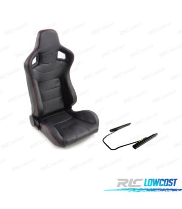 KIT ASIENTO DEPORTIVO LOOK CARBONO SEMI BAQUET ESTILO RS NEGRO