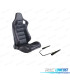 KIT ASIENTO DEPORTIVO SEMI BAQUET ESTILO RS CUERO NEGRO COSTURA ROJA