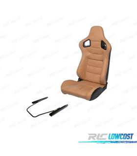 KIT ASIENTO DEPORTIVO SEMI BAQUET ESTILO RS CUERO BEIGE