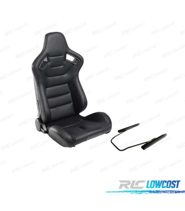 KIT ASIENTO DEPORTIVO SEMI BAQUET ESTILO RS CUERO NEGRO
