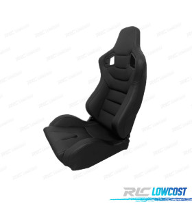 ASIENTO DEPORTIVO SEMI BAQUET ESTILO RS CUERO NEGRO SEMI PIEL