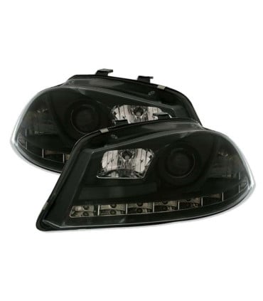 FAROS PARA SEAT IBIZA CORDOBA 6L 02-08 DRL NEGROS H1 H1
