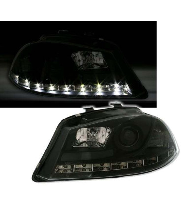 FAROS PARA SEAT IBIZA CORDOBA 6L 02-08 DRL NEGROS H1 H1