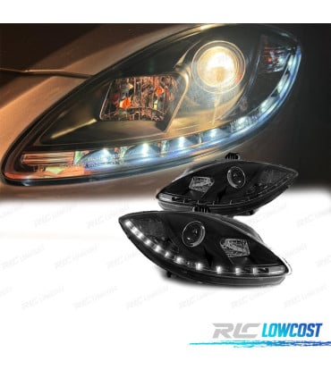 FAROS SEAT LEON ALTEA TOLEDO 04-09 LUZ DIURNA LED FONDO NEGRO