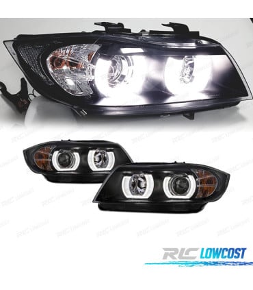 FAROS BMW E90 E91 05-08 XENON OJOS ANGEL U LED 3D NEGRO