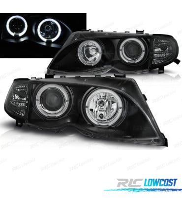 FAROS BMW E46 01-05 OJOS ANGEL FONDO NEGRO