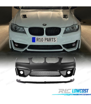 PARAGOLPES DELANTERO BMW E90 E91 08-12 LOOK M4 REJILLAS NIEBLA + SPOILER LIP