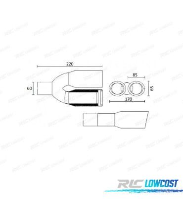 COLA ESCAPE DOBLE OVALADA ACERO INOX