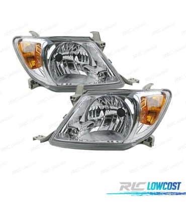 FAROS PARA TOYOTA HILUX VIGO PICK-UP 05-11 FONDO CROMO