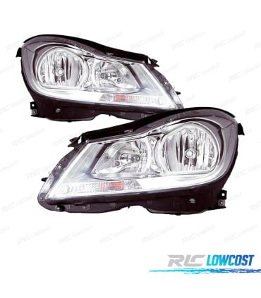 FAROS PARA MERCEDES CLASE C W204 10-14 FONDO CROMO