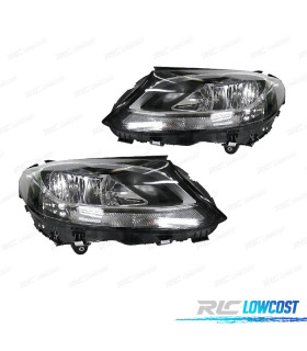 FAROS PARA MERCEDES CLASE C W205 14-18 LUZ DIURNA LED FONDO NEGRO