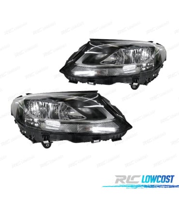 FAROS PARA MERCEDES CLASE C W205 14-18 LUZ DIURNA LED FONDO NEGRO