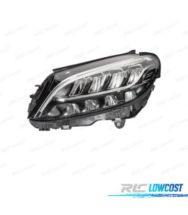 FARO IZQ MERCEDES CLASE C W205 18-21 LUZ DIURNA LED FONDO NEGRO