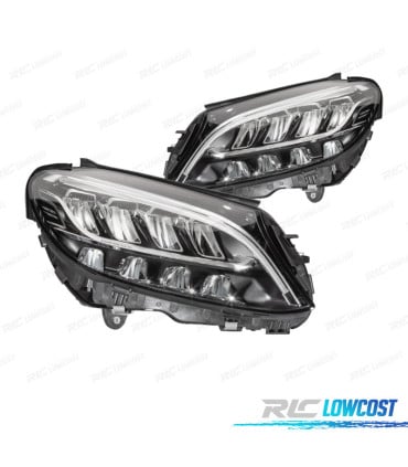 FAROS MERCEDES CLASE C W205 18-21 LUZ DIURNA LED FONDO NEGRO