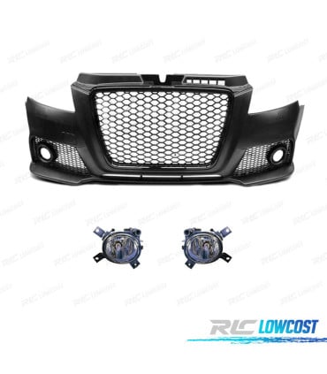 PARAGOLPES DELANTERO AUDI A3 8P 08-12 LOOK RS3 NEGRO CON FAROS ANTINIEBLA