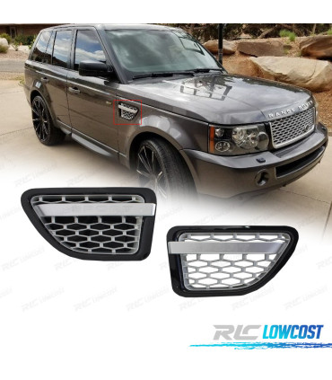 ENTRADAS DE AIRE LATERALES RANGE ROVER SPORT 05-09 LOOK AUTOBIOGRAPHY NEGRO PLATA