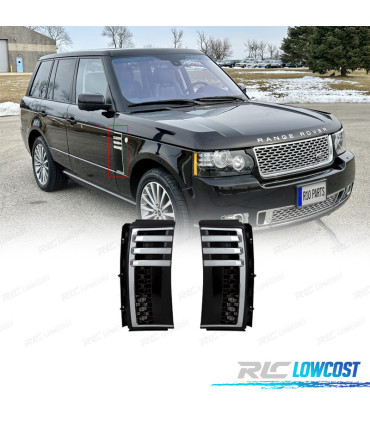 ENTRADAS DE AIRE LATERALES RANGE ROVER VOGUE 05-12 LOOK AUTOBIOGRAPHY NEGRO BRILLO CROMO