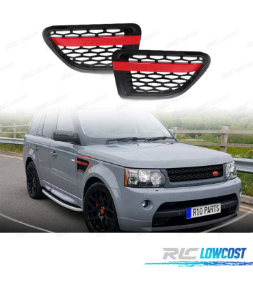 ENTRADAS DE AIRE LATERALES RANGE ROVER SPORT 10-13 NEGRO BRILLO ROJO LOOK AUTOBIOGRAPHY