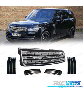 KIT PARRILLA + REJILLAS RANGE ROVER VOGUE 13-17 LOOK SVA AUTOBIOGRAPHY NEGRO BRILLO CROMO