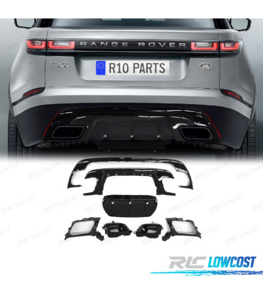 KIT PARRILLA + DIFUSOR RANGE ROVER VELAR 17- LOOK R DYNAMIC NEGRO BRILLO