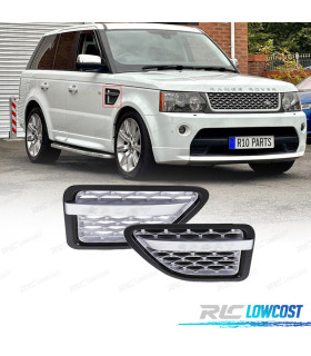 ENTRADAS DE AIRE LATERALES RANGE ROVER SPORT 10-13 LOOK AUTOBIOGRAPHY NEGRO BRILLO PLATA