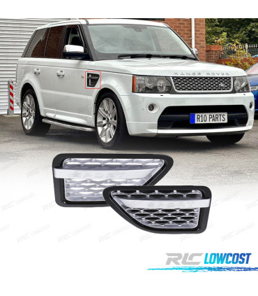 ENTRADAS DE AIRE LATERALES RANGE ROVER SPORT 10-13 LOOK AUTOBIOGRAPHY NEGRO BRILLO PLATA