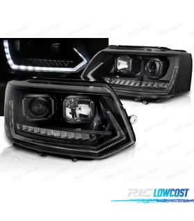 FAROS PARA VOLKSWAGEN VW T5 GP 09-14 DRL NEGROS CON INTERMITENTE LED DINAMICO