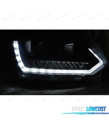 FAROS PARA VOLKSWAGEN VW T5 GP 09-14 DRL NEGROS CON INTERMITENTE LED DINAMICO